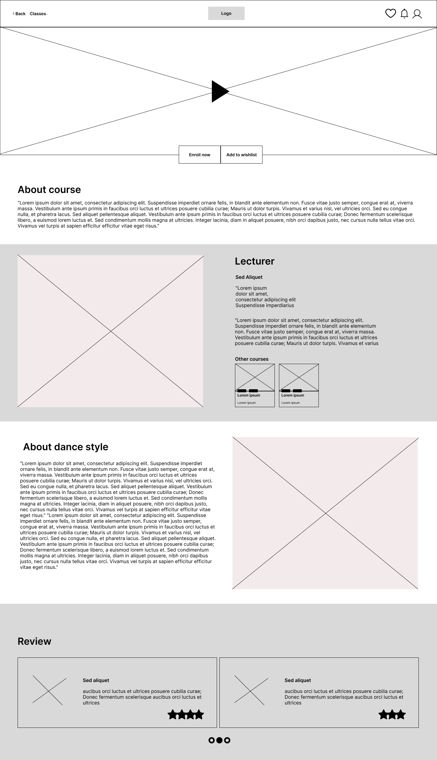 wireframe class enroll detail