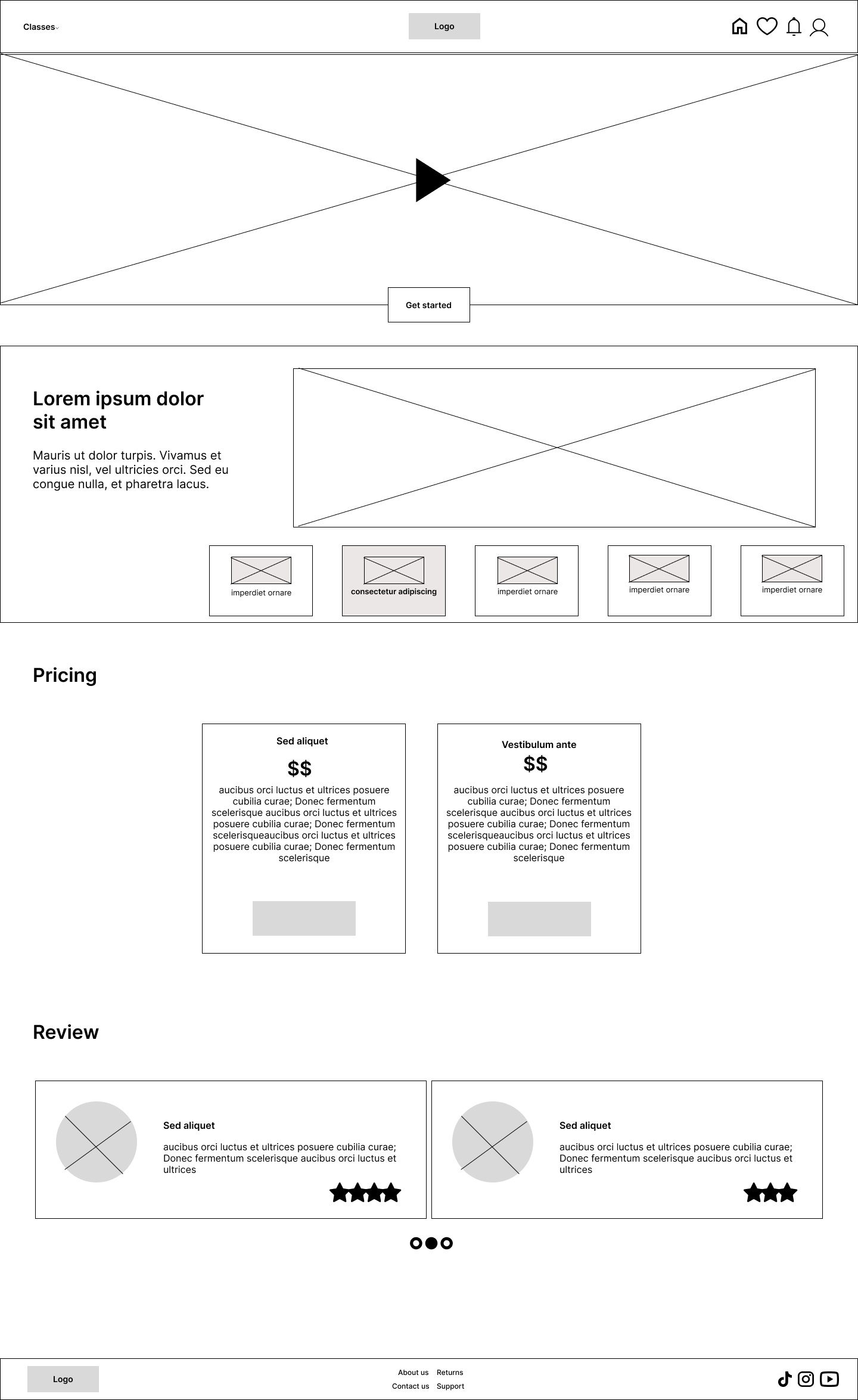 wireframe homepage